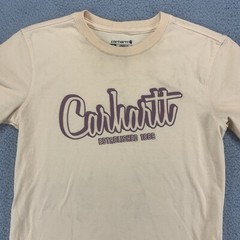 Carhartt Shirt Mens Medium Orange Work Wear Cotton Outdoors Logo Spell Out