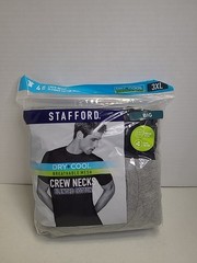 Stafford Dry + Cool T Shirt 3XL Big Breathable 4Pack Grey/Black Undershirt NEW