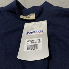 Vintage Russell Athletic Mock Neck Shirt Mens Large Navy Pro Cotton Blank NEW
