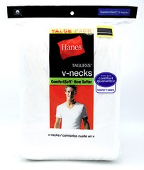 7 Hanes White Small S 34-36 Inch V-Neck T-Shirts Tagless ComfortSoft P 85-90 CM