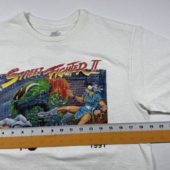 Street Fighter II Graphic T-Shirt White Retro Gaming 1991 Men’s M Double Sided