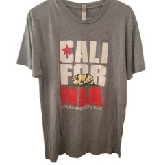 California Republic Men’s Large T- Shirt Gray With State Bear Poly Cotton Rayon