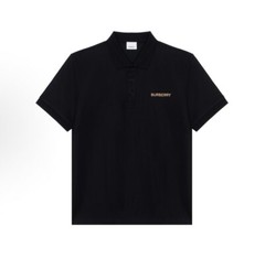 Burberry SS24 Logo Letter Embroidered Short-Sleeved Polo Shirt for Men’S Black