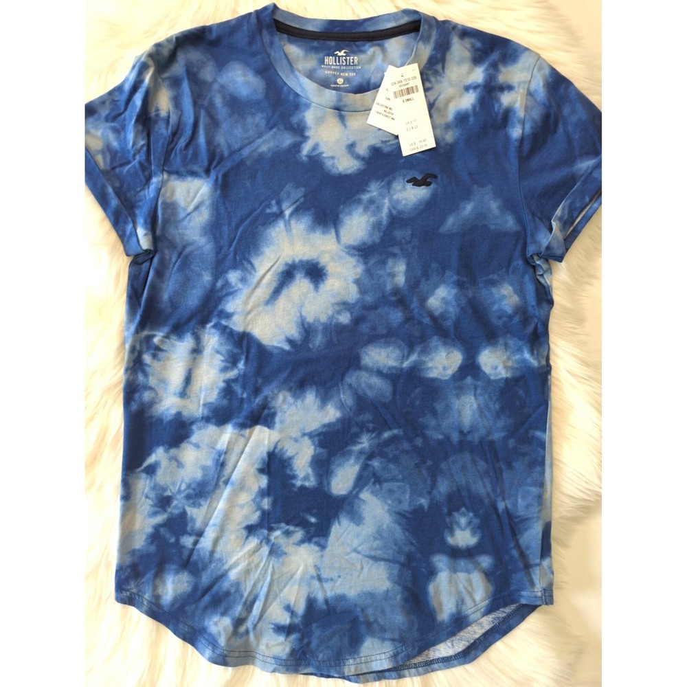 Hollister Must-Have Collection Blue Tie Dye Men’s XS NWT Curved Hem