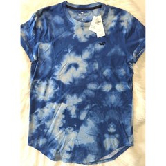 Hollister Must-Have Collection Blue Tie Dye Men’s XS NWT Curved Hem
