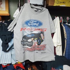 Vintage 90s Checkered Flag Sports Ford Racing “Hear The Thunder” Double Sided…