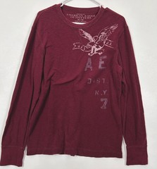 American Eagle Shirt Men’s M Red Thermal Waffle Knit Long Sleeve Tagless Shirt