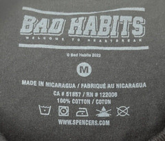 Bad Habits Graphic T-shirt Men’s Size Medium Black Crewneck Anime Girl S/S New