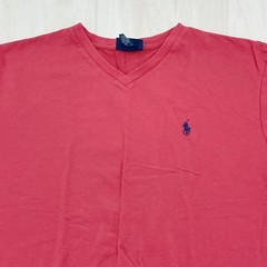 Mens Classic Polo Ralph Lauren V-Neck T-Shirt M Red Pony Logo Preppy