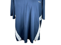Reebok Mens Shirt Two XLarge Athletic Vented Stretch Easy Care Stripe Blue