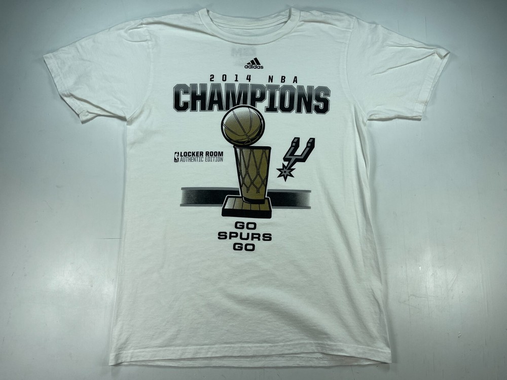 Adidas 2014 NBA Champions Shirts Locker Room Go Spurs Go White Med 3 stripe life