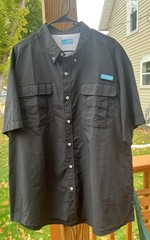 Tuna Mens Sz 2XL Soild Black Vented Short Sleeved Fishing Shirt