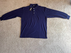 Hugo Boss Dakota Long Sleeve Polo Shirt Mens Medium Blue NWT Stretch Casual