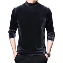 Mens Velvet Half Turtleneck Pullover Long Sleeve Jumper Blouse Tops Warm T-Shirt