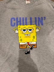 SpongeBob Chillin Grey Cotton T-shirt Nickelodeon Size XXL