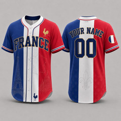 Baseball Jersey Manches Courtes France Football Pour Homme