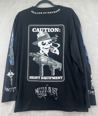 Dealer of Defense Shirt Mens Sz XL Long Sleeve Black Graphic Mafia Skull
