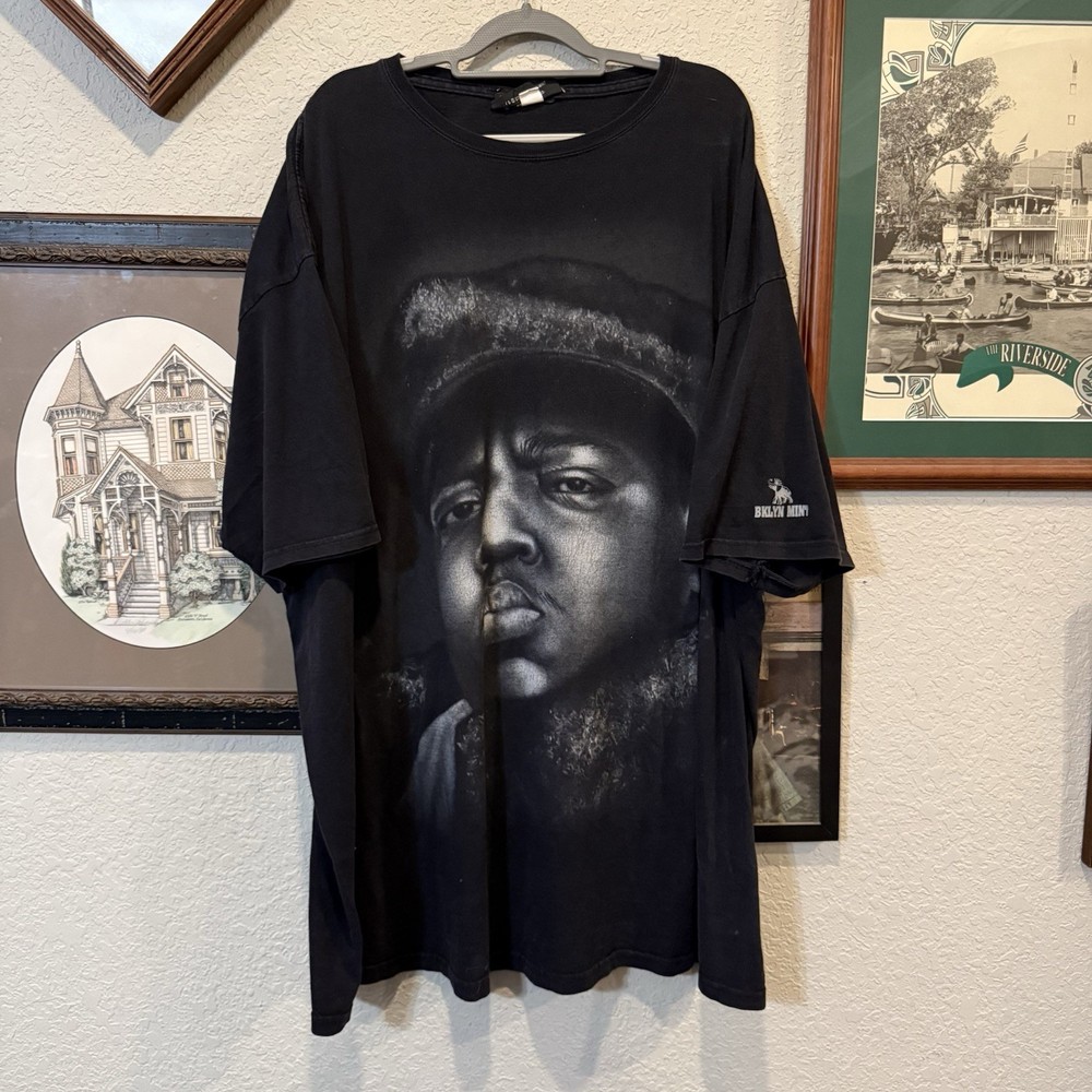 Vintage 00s RARE Brooklyn Mint USA Biggie Smalls Big And Tall Rap Shirt Size 5XL