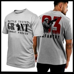 Infantry Grunt Stacking T-Shirt Army USA Flag Combat War Veteran Tee S-2XL