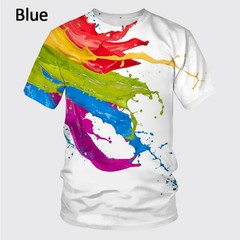 2026 Summer New Fashion Graffiti Paint 3D Printing Men’s Summer Round Neck Short