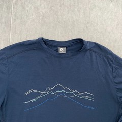 Tussock Ridge Shirt Adult XL Blue Merino New Zealand Mountain Map Graphic Mens