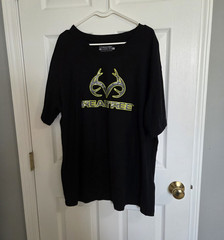 Realtree Men’s 2XL Black Graphic Logo Crew Neck Short Sleeve T-Shirt Relaxed