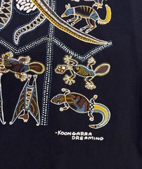 Vintage Aboriginal art cop painting t shirt all over print Churinga designs XL