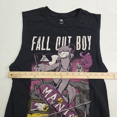 Fall Out Boy Sleeveless Long Tank Black Shirt Concert MANIA Llama Graffiti Sz M