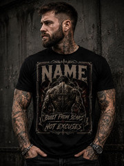 Custom Name Gothic Skull T Shirt, Tattoo Inspired Biker Tee