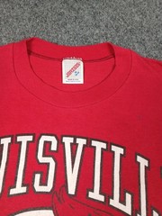 Vintage 80s Louisville University Mascot Logo T Shirt Mens Size Medium Red 1987