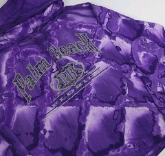 Vintage 90s Palm Beach Florida Purple Tie Dye Hoodie T Shirt USA Made Too Cool