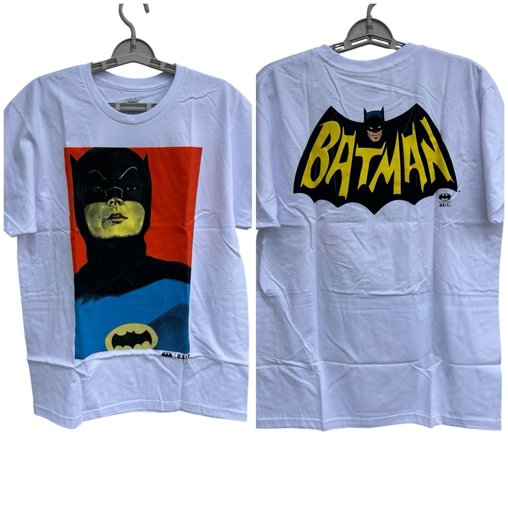 NEW Bait X Batman Men’s Large T Shirt Adam West DC Comics Art Modern White