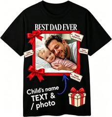 Custom Father’s Day T‑Shirt for Dad Personalized Kid Name Photo Gift