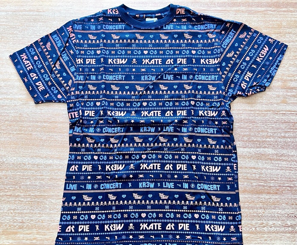 NEW Krew Tee T-shirt Shirt S Small Skate Or Die Concert TK 08 Black Blue Orange