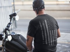 Distressed American Flag T-Shirt with Back & Sleeve Print – Patriotic USA