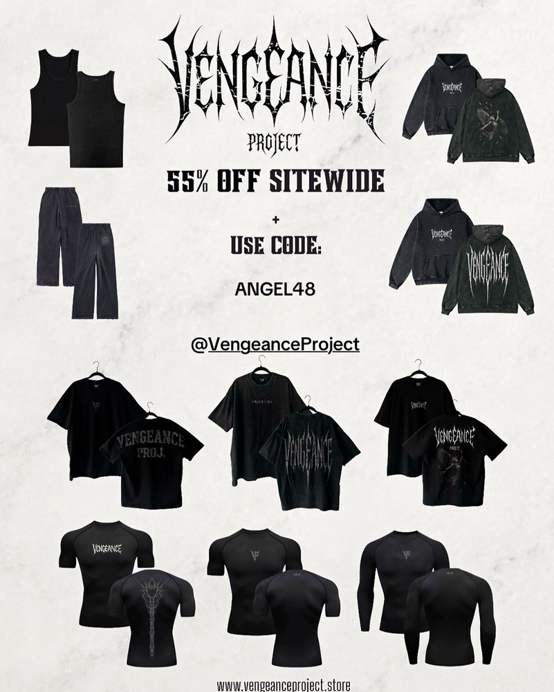 Vengeance Project Men’s workout cloths go to the website and use my code