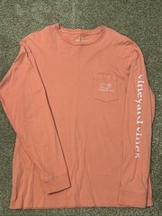 Vineyard Vines Long Sleeve Pocket T Shirt M Pink Whale Graphic Cotton Casual Tee