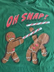 Holiday Time Men’s Green Gingerbread Man “OH SNAP!” Crewneck T-Shirt Size L
