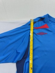 Umbro Mens Blue Soccer Field Jersey Short Sleeve Moisture Wicking Micro Mesh