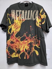 Vintage Distressed Metallica Mens short 2XL Black 1995 Lava AOP Graphic Band Tee