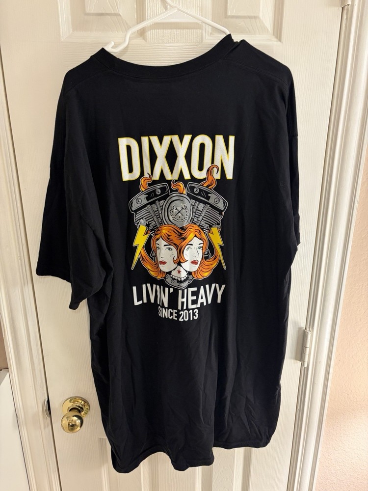 Dixxon Flannel Co T-Shirt Mens 2XL Black Short Sleeve “LIVIN’ HEAVY” USA Made