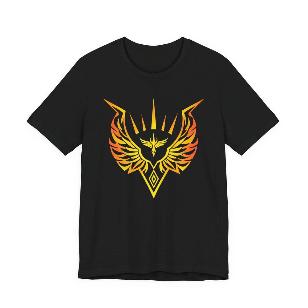 Valkyrie Fiery Phoenix Warrior Emblem T-Shirt | Symbolic Design Graphic Tee