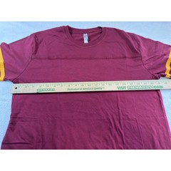Royal Avalon Sport Mens Maroon Varsity Stripe Sleeve Cotton T-Shirt L