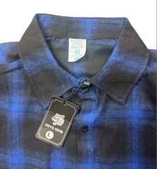 Devil King Sleeveless Flannel Shirt L NWT Plaid Biker Cutoff Vest Blue