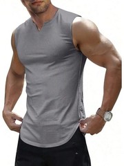 Men’s Slim Knitted Fit Ribbed Tank Top Sleeveless V-Neck Shirt Athletic Gym Tee