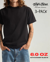 3-PACK Shaka Wear Active Short Sleeve M-XL Tearaway Tag BLACK