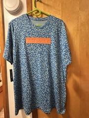 Nike New Shirt Mens L Cerulean Blue Contrast Just Do It Plaque Orange Geometric