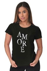 Amore Love Couple French Designer Graphic Womens Short Sleeve Ladies T Shirt