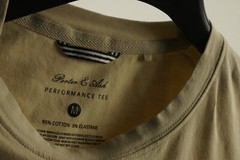 Porter & Ash Performance Tee Men’s Medium Short Sleeve Tan Stretch Crew T-Shirt