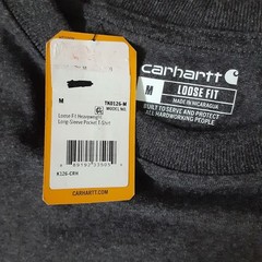 Carhartt Mens Grey Medium Loose Fit Long Sleeve Heavyweight Pocket T-Shirt New